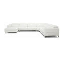 Hawkey - Contemporary White Full Leather U Shaped Sectional Sofa