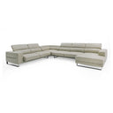 Hawkey - Contemporary Light Grey Leather RAF Chaise Sectional Sofa