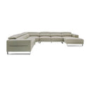Hawkey - Contemporary Light Grey Leather LAF Chaise Sectional Sofa