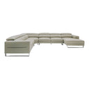 Hawkey - Contemporary Light Grey Leather RAF Chaise Sectional Sofa