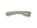 Hawkey - Contemporary Light Grey Leather RAF Chaise Sectional Sofa