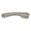 Hawkey - Contemporary Light Grey Leather RAF Chaise Sectional Sofa