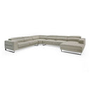 Hawkey - Contemporary Light Grey Leather RAF Chaise Sectional Sofa