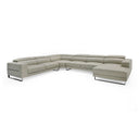 Hawkey - Contemporary Light Grey Leather RAF Chaise Sectional Sofa