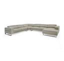 Hawkey - Contemporary White Full Leather U Shaped Left Facing Sectional Sofa