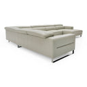 Hawkey - Contemporary Light Grey Leather RAF Chaise Sectional Sofa