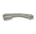 Hawkey - Contemporary Light Grey Leather RAF Chaise Sectional Sofa