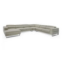 Hawkey - Contemporary Light Grey Leather LAF Chaise Sectional Sofa