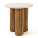 Hayden - Modern Marble + Wood Round End Table