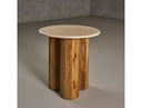 Hayden - Modern Marble + Wood Round End Table