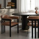 Hazen - Modern Camel Leather + Black Iron Dining Chair