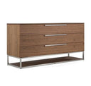 Helenora - Contemporary Grey Fabric & Walnut Trim Bed