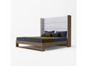 Helenora - Contemporary Grey Fabric & Walnut Trim Bed