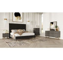 Howard - Modern Shagreen Grey Leatherette & Gold Dresser