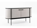 Hobart - Modern Beige Fabric & Black Metal Buffet