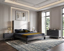 Heloise - Contemporary White Leather & Grey Elm 4-Piece Bedroom Set