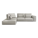 Hollywood - Italian Light Grey Leather LAF Chaise Sectional Sofa
