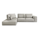 Hollywood - Italian Light Grey Leather LAF Chaise Sectional Sofa