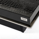 Horizon - Modern Black Crocodile Coffee Table w/ Pull Out Squares