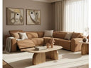 Horton - Modern Brown Fabric Sectional Sofa w/ 3 Recliners