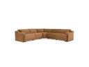 Horton - Modern Brown Fabric Sectional Sofa w/ 3 Recliners