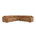 Horton - Modern Brown Fabric Sectional Sofa w/ 3 Recliners
