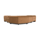 Horton - Modern Brown Fabric Sectional Sofa w/ 3 Recliners