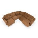 Horton - Modern Brown Fabric Sectional Sofa w/ 3 Recliners