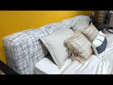 Shiloh - Modern Off-White + Black Fabric Bed