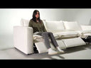 Almagre - Modern White Fabric Sofa w/ 3 Electric Recliners