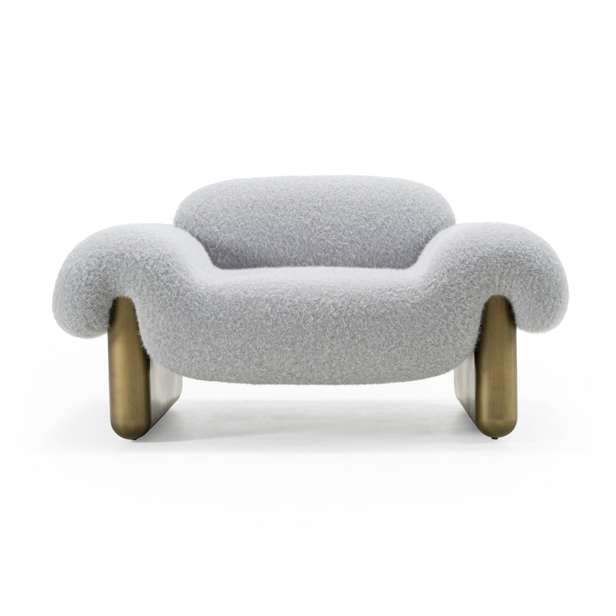 Imagine - Contemporary Grey Fabric + Antique Brass Accent Chair