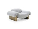 Imagine - Contemporary Grey Fabric + Antique Brass Accent Chair
