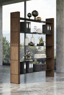 Glencoe - Modern Walnut & Black Glass Bookshelf