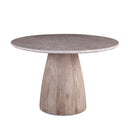 Palm Springs 48" Round Dining Table with Brown Lajaria Marble and Whitewash Modern Base, view 7