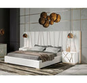 Nixa Modern Wide White and Gold Nightstand