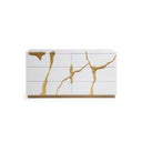 Aspen - Modern Wide Black and Gold Nightstand