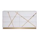 Nixa - Modern White + Gold 4-Piece Bedroom Set