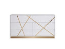 Nixa Modern Wide White and Gold Dresser