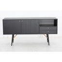 Buchtel - Mid-Century Modern Medium Grey + Gold Arm + Black Counter Chair