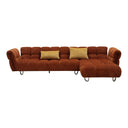 Jacinda - Modern Burnt Orange Fabric Right Facing Sectional Sofa + 2 Yellow Pillows