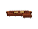 Jacinda - Modern Burnt Orange Fabric Right Facing Sectional Sofa + 2 Yellow Pillows