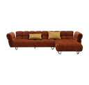 Jacinda - Modern Burnt Orange Fabric Left Facing Sectional Sofa + 2 Yellow Pillows