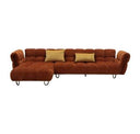 Jacinda - Modern Burnt Orange Fabric Right Facing Sectional Sofa + 2 Yellow Pillows
