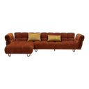 Jacinda - Modern Burnt Orange Fabric Left Facing Sectional Sofa + 2 Yellow Pillows