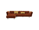 Jacinda - Modern Burnt Orange Fabric Left Facing Sectional Sofa + 2 Yellow Pillows