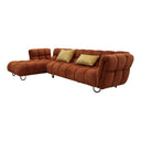 Jacinda - Modern Burnt Orange Fabric Left Facing Sectional Sofa + 2 Yellow Pillows