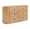 Harris + Jacobson - Modern Off-White Fabric + Natural Oak 4-Piece Bedroom Set
