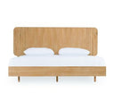 Harris + Jacobson - Modern Off-White Fabric + Natural Oak 4-Piece Bedroom Set
