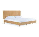 Harris + Jacobson - Modern Off-White Fabric + Natural Oak 4-Piece Bedroom Set