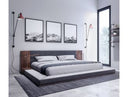 Heloise - Contemporary White Leather & Grey Elm Trim Bed